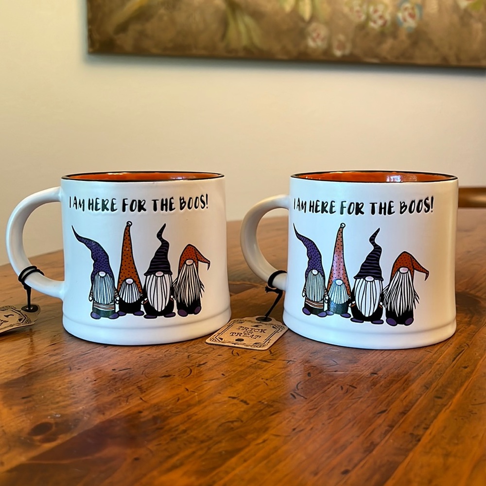 NWT Set of 2 Mugs - I am Here For The Boos - Hanging with my Gnomies